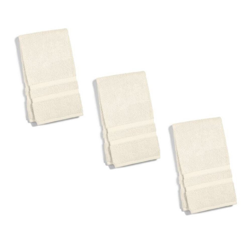 3 brand new IVORY-color Charter Club Elite 100% Hygro Cotton 16"x30" HAND Towels
